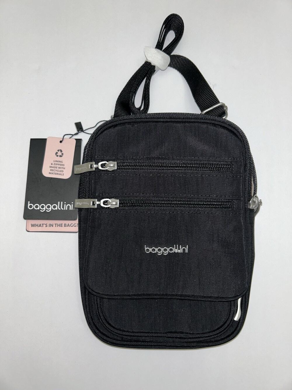 Baggallini Essential Hobo Crossbody Bag Purse Nylon RFID Black Travel Carryon